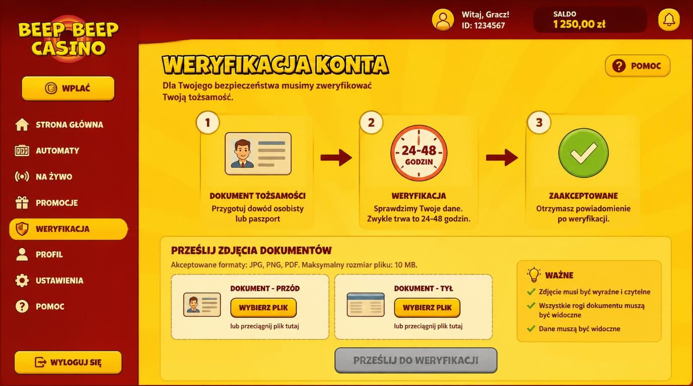 Proces weryfikacji dokumentów w Beep Beep Casino